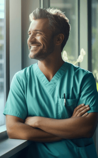 Tunniks Healthcare LLC Katy Texas doctor smiling beside the window